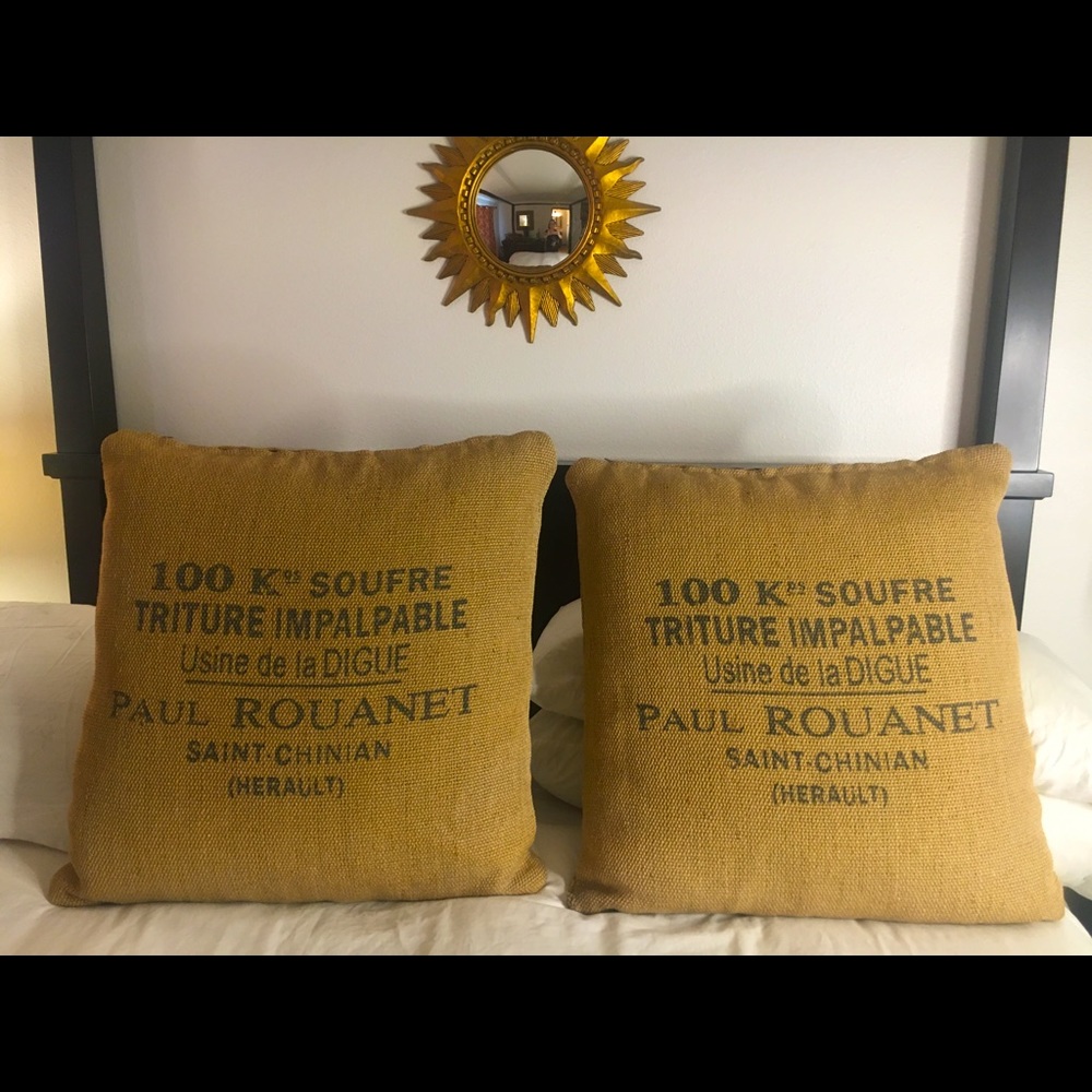 Set of 2 vintage Burlap pillow covers